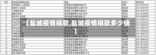 【盐城疫情捐款,盐城疫情捐款多少钱】