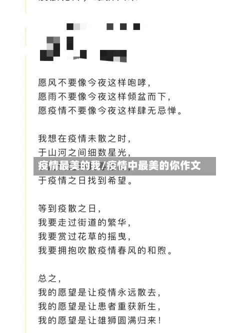 疫情最美的我/疫情中最美的你作文